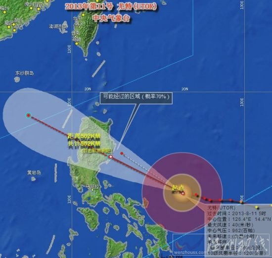11號(hào)臺(tái)風(fēng)尤特路徑圖
