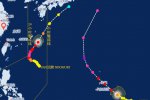 第20號臺風(fēng)浣熊路徑向東北方向移動